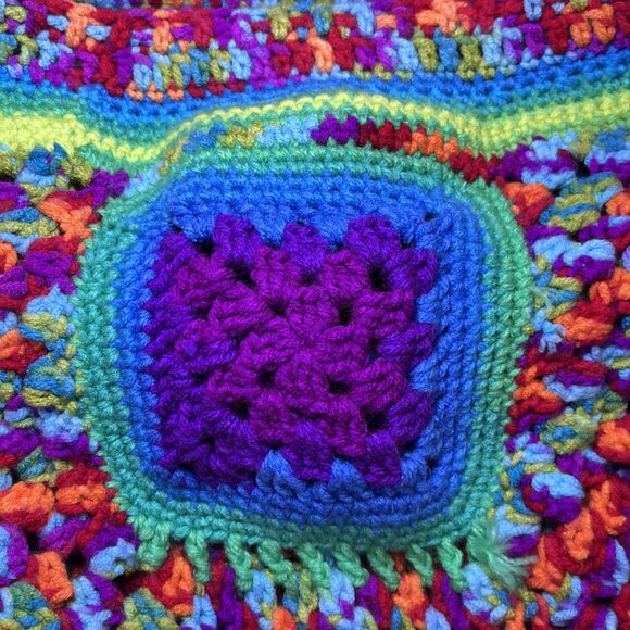 Crochet shorts waist tie rainbow multi-color festival unisex Pride, Music - Picture 3 of 11